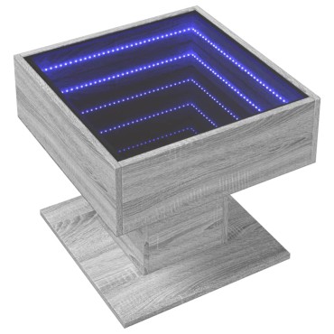 vidaXL Τραπεζάκι Σαλονιού με LED Γκρι 50x50x45cm Επεξεργασμένο Ξύλο 1 τεμ.