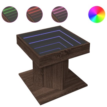 vidaXL Τραπεζάκι Σαλονιού με LED Δρυς 50x50x45cm Επεξεργασμένο Ξύλο 1 τεμ.