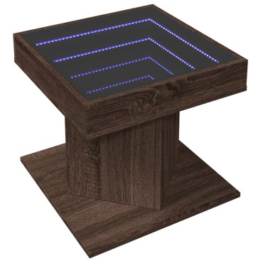 vidaXL Τραπεζάκι Σαλονιού με LED Δρυς 50x50x45cm Επεξεργασμένο Ξύλο 1 τεμ.