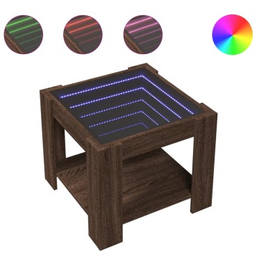 vidaXL Τραπεζάκι Σαλονιού με LED Δρυς 53x53x45cm Επεξεργασμένο Ξύλο 1 τεμ.