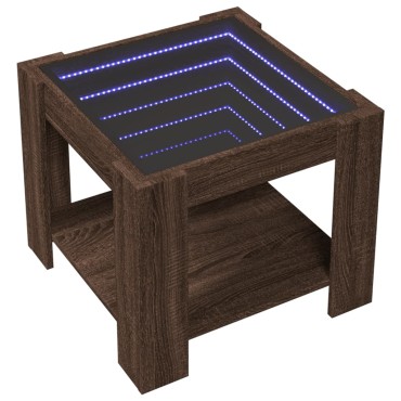 vidaXL Τραπεζάκι Σαλονιού με LED Δρυς 53x53x45cm Επεξεργασμένο Ξύλο 1 τεμ.