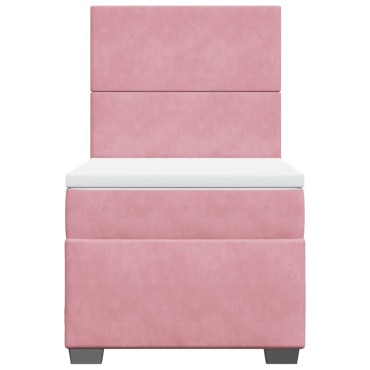 vidaXL Κρεβάτι Boxspring με Στρώμα Ροζ 80 x 200 εκ. Βελούδινο