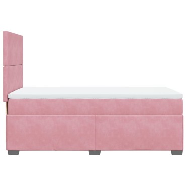 vidaXL Κρεβάτι Boxspring με Στρώμα Ροζ 80 x 200 εκ. Βελούδινο
