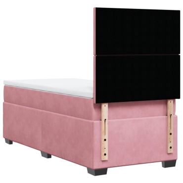 vidaXL Κρεβάτι Boxspring με Στρώμα Ροζ 80 x 200 εκ. Βελούδινο