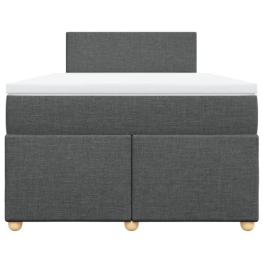 vidaXL Κρεβάτι Boxspring με Στρώμα Σκούρο Γκρι 120x190 εκ Υφασμάτινο