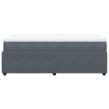 vidaXL Κρεβάτι Boxspring με Στρώμα Σκούρο Γκρι 120x200 εκ. Βελούδινο