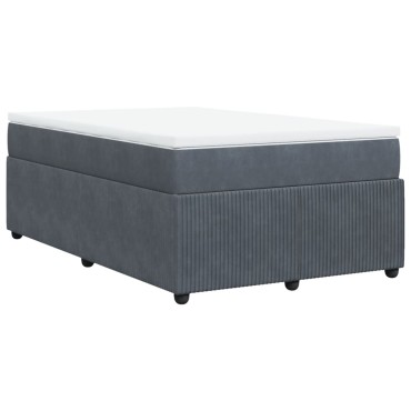 vidaXL Κρεβάτι Boxspring με Στρώμα Σκούρο Γκρι 120x200 εκ. Βελούδινο