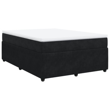 vidaXL Κρεβάτι Boxspring με Στρώμα Μαύρο 140x200cm Βελούδινο 1 τεμ. - Διπλό