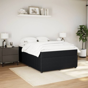 vidaXL Κρεβάτι Boxspring με Στρώμα Μαύρο 140x200cm Βελούδινο 1 τεμ. - Διπλό