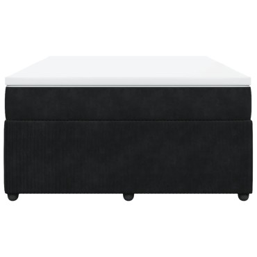 vidaXL Κρεβάτι Boxspring με Στρώμα Μαύρο 140x200cm Βελούδινο 1 τεμ. - Διπλό