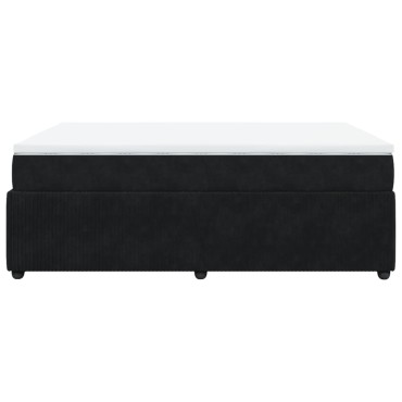 vidaXL Κρεβάτι Boxspring με Στρώμα Μαύρο 140x200cm Βελούδινο 1 τεμ. - Διπλό