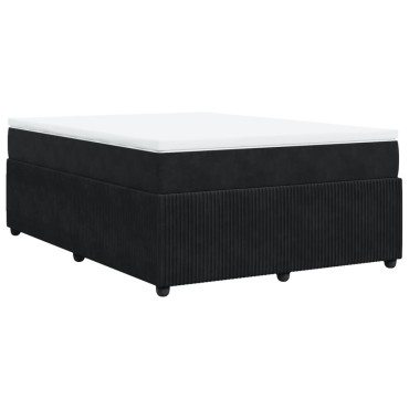 vidaXL Κρεβάτι Boxspring με Στρώμα Μαύρο 140x200cm Βελούδινο 1 τεμ. - Διπλό