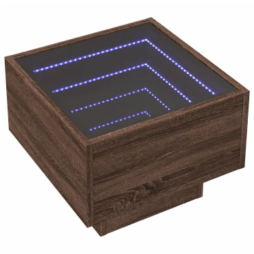vidaXL Τραπέζι Βοηθητικό με LED Δρυς 40x40x30cm Επεξεργασμένο Ξύλο 1 τεμ.