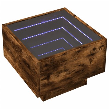 vidaXL Τραπέζι Βοηθητικό με LED Δρυς 40x40x30cm Επεξεργασμένο Ξύλο 1 τεμ.