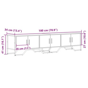 vidaXL Έπιπλο Τηλεόρασης Μαύρο 180x34x41cm από Επεξεργ. Ξύλο