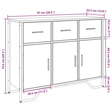 vidaXL Ντουλάπι Καπνιστή Δρυς 97x32,5x74,5cm από Επεξεργ. Ξύλο 1 τεμ.