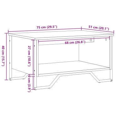 vidaXL Τραπεζάκι Σαλονιού Γκρι Sonoma 75x51x40cm Επεξεργασμένο Ξύλο 1 τεμ.