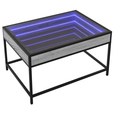 vidaXL Τραπεζάκι Σαλονιού Άπειρο Φως LED Γκρι Sonoma 70x50x41cm 1 τεμ.