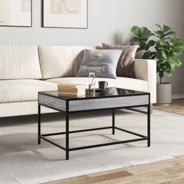 vidaXL Τραπεζάκι Σαλονιού Άπειρο Φως LED Γκρι Sonoma 70x50x41cm 1 τεμ.