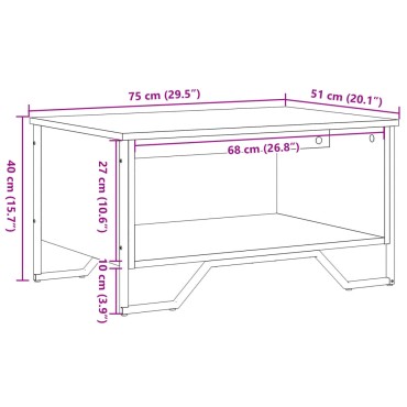 vidaXL Τραπεζάκι Σαλονιού Sonoma Δρυς 75x51x40cm Επεξεργασμένο Ξύλο 1 τεμ.