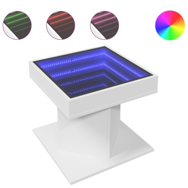 vidaXL Τραπεζάκι Σαλονιού με LED Λευκό 50x50x45cm Επεξεργασμένο Ξύλο 1 τεμ.