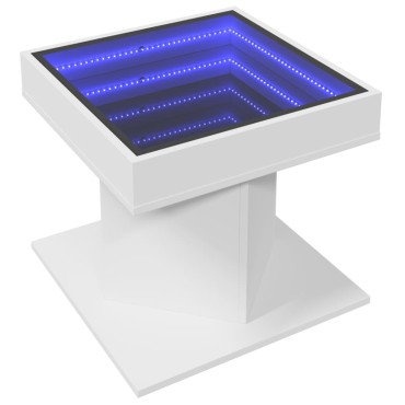 vidaXL Τραπεζάκι Σαλονιού με LED Λευκό 50x50x45cm Επεξεργασμένο Ξύλο 1 τεμ.