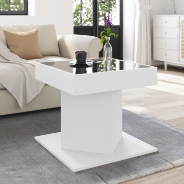 vidaXL Τραπεζάκι Σαλονιού με LED Λευκό 50x50x45cm Επεξεργασμένο Ξύλο 1 τεμ.