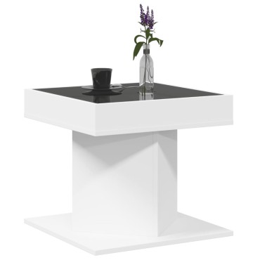 vidaXL Τραπεζάκι Σαλονιού με LED Λευκό 50x50x45cm Επεξεργασμένο Ξύλο 1 τεμ.