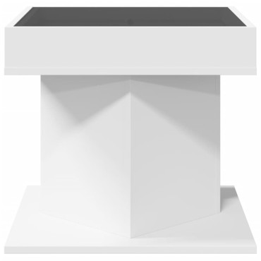 vidaXL Τραπεζάκι Σαλονιού με LED Λευκό 50x50x45cm Επεξεργασμένο Ξύλο 1 τεμ.