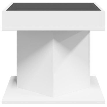 vidaXL Τραπεζάκι Σαλονιού με LED Λευκό 50x50x45cm Επεξεργασμένο Ξύλο 1 τεμ.