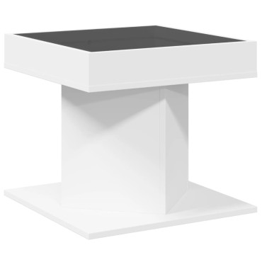 vidaXL Τραπεζάκι Σαλονιού με LED Λευκό 50x50x45cm Επεξεργασμένο Ξύλο 1 τεμ.