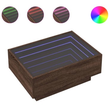 vidaXL Τραπεζάκι Σαλονιού με LED Δρυς 70x50x30cm Επεξεργασμένο Ξύλο 1 τεμ.