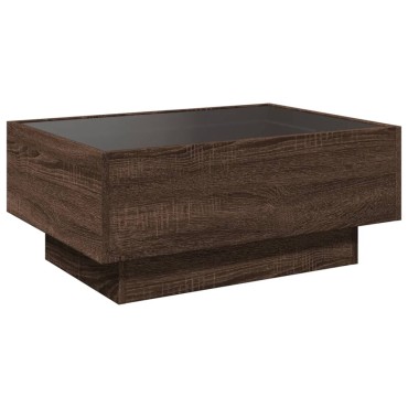 vidaXL Τραπεζάκι Σαλονιού με LED Δρυς 70x50x30cm Επεξεργασμένο Ξύλο 1 τεμ.