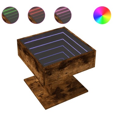 vidaXL Τραπεζάκι Σαλονιού με LED Δρυς 50x50x45cm Επεξεργασμένο Ξύλο 1 τεμ.