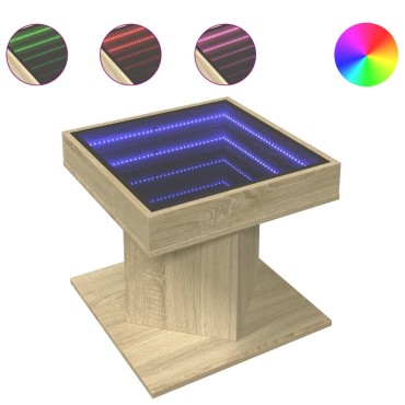 vidaXL Τραπεζάκι Σαλονιού με LED Δρυς 50x50x45cm Επεξεργασμένο Ξύλο 1 τεμ.