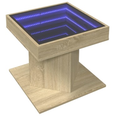 vidaXL Τραπεζάκι Σαλονιού με LED Δρυς 50x50x45cm Επεξεργασμένο Ξύλο 1 τεμ.