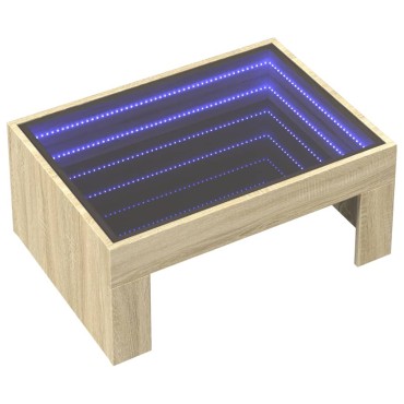 vidaXL Τραπεζάκι Σαλονιού Άπειρο Φως LED Sonoma Δρυς 70x50x30cm 1 τεμ.