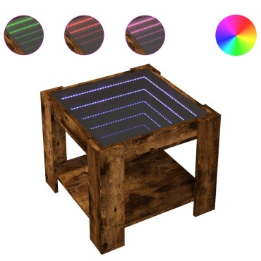 vidaXL Τραπεζάκι Σαλονιού με LED Δρυς 53x53x45cm Επεξεργασμένο Ξύλο 1 τεμ.
