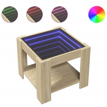vidaXL Τραπεζάκι Σαλονιού με LED Δρυς 53x53x45cm Επεξεργασμένο Ξύλο 1 τεμ.