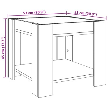 vidaXL Τραπεζάκι Σαλονιού με LED Δρυς 53x53x45cm Επεξεργασμένο Ξύλο 1 τεμ.