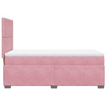 vidaXL Κρεβάτι Boxspring με Στρώμα Ροζ 80 x 200 εκ. Βελούδινο