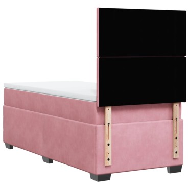 vidaXL Κρεβάτι Boxspring με Στρώμα Ροζ 80 x 200 εκ. Βελούδινο