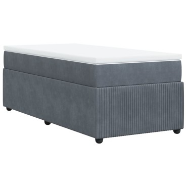vidaXL Κρεβάτι Boxspring με Στρώμα Σκούρο Γκρι 90x200 εκ. Βελούδινο