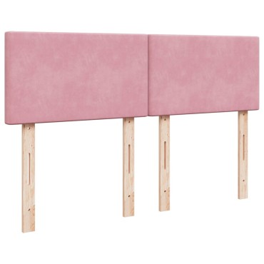 vidaXL Κρεβάτι Boxspring με Στρώμα Ροζ 160x200cm Βελούδινο 1 τεμ. - Διπλό