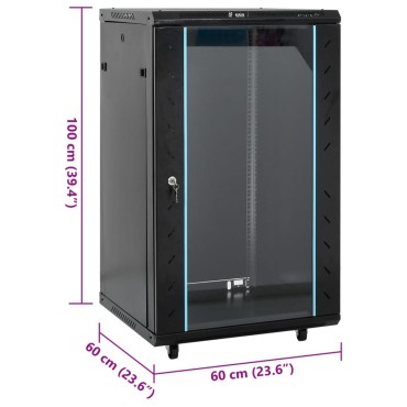 vidaXL Καμπίνα Δικτύου 18U 19" IP20 Μαύρη 60x60x100 εκ.