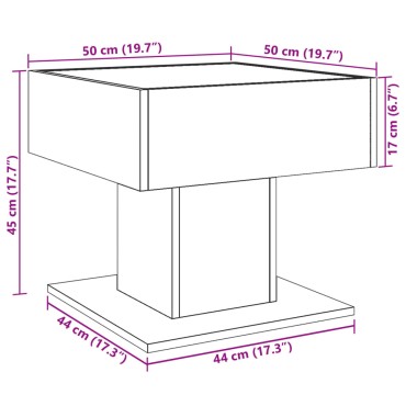 vidaXL Τραπεζάκι Σαλονιού με LED Λευκό 50x50x45cm Επεξεργασμένο Ξύλο 1 τεμ.