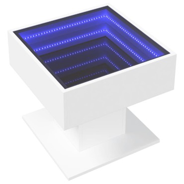 vidaXL Τραπεζάκι Σαλονιού με LED Λευκό 50x50x45cm Επεξεργασμένο Ξύλο 1 τεμ.