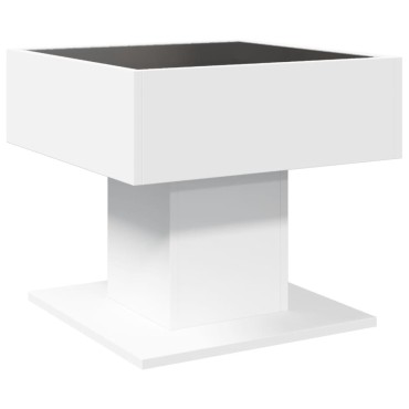 vidaXL Τραπεζάκι Σαλονιού με LED Λευκό 50x50x45cm Επεξεργασμένο Ξύλο 1 τεμ.
