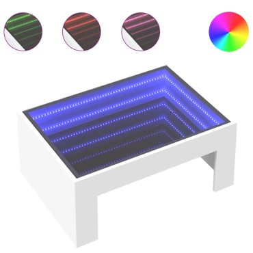 vidaXL Τραπεζάκι Σαλονιού Infinity LED Λευκό 70x50x30cm 1 τεμ.