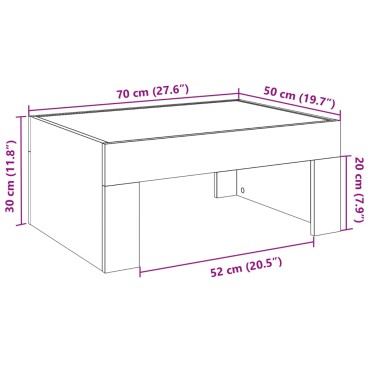 vidaXL Τραπεζάκι Σαλονιού Infinity LED Λευκό 70x50x30cm 1 τεμ.